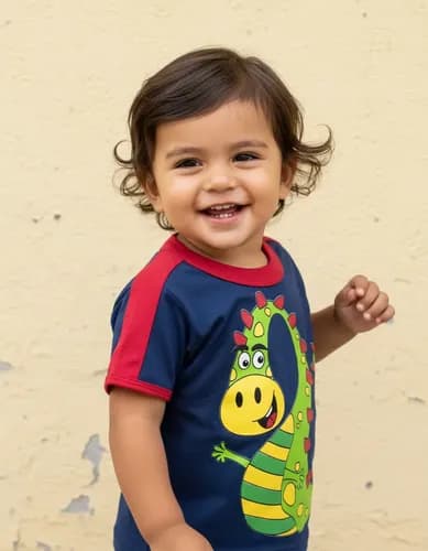 Remera M Corta De Algodón Estampa Dino Bebes